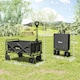 image 7 of Outsunny Folding Outdoor Storage Trolley Cart Bag Telescopic Handle Brakes Black