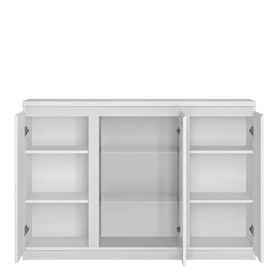 image 1 of Fribo 3 Door Sideboard (Glazed Centre) in White