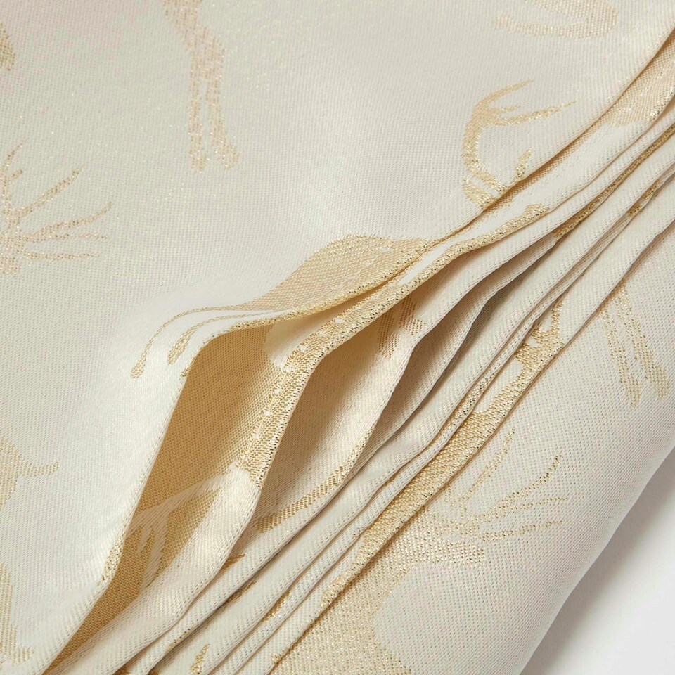 image 1 of Homescapes Gold Stag Christmas Table Cloth - 132 x 274 cm Gold