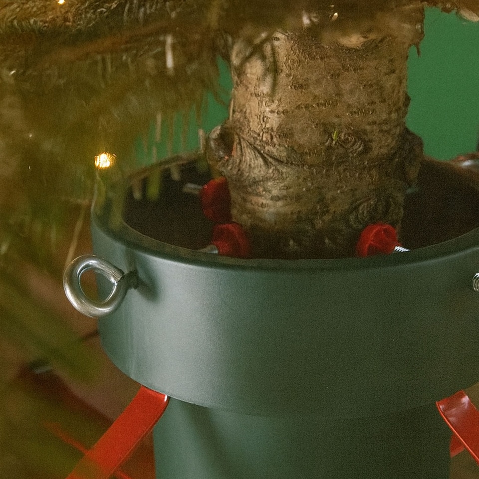 image 1 of Neo Christmas Tree Stand for Real Trees up to 8ft Extra Large Heavy Duty Metal Base | Green | Green And Red