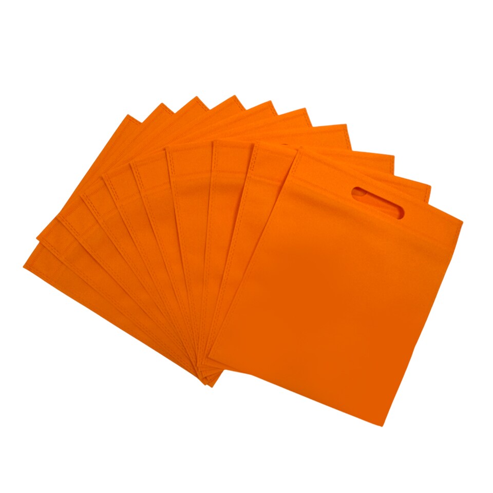 image 1 of Pack of 25 Orange Coloured 30x25cm Non-Woven Patch Handle Bags | Orange