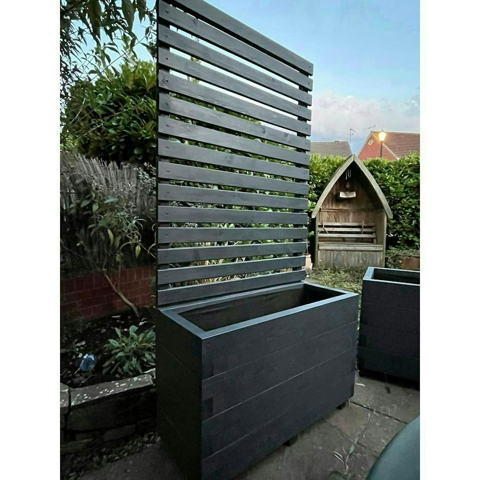 image 1 of Suffolk Planter and Trellis (Pack of 4) - (Painted Wooden Planter - Choice of Colours Available) - L120 x W40 x H180 cm | Black