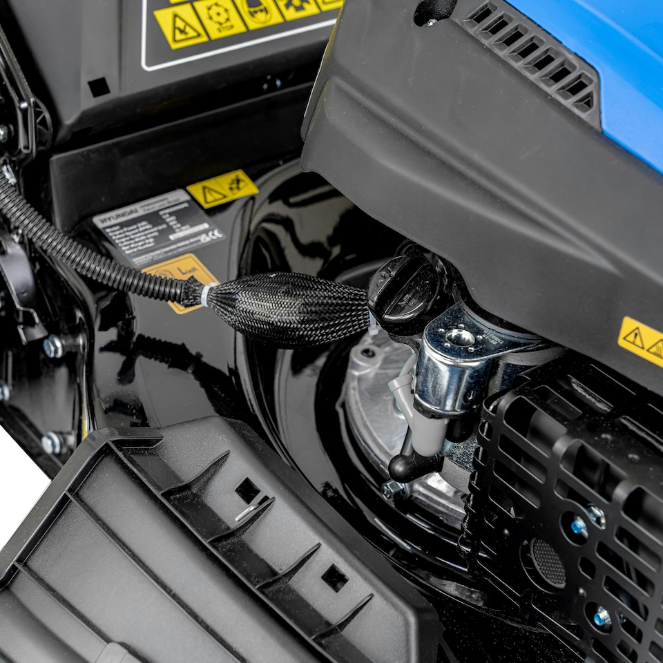 image 1 of Hyundai 20’’ / 51cm Black Edition Self-Propelled Petrol Lawnmower, Electric Start, 200cc , 4-in-1 Mulch, 60L Collect, Side and Rear Discharge | HYM20200SPE