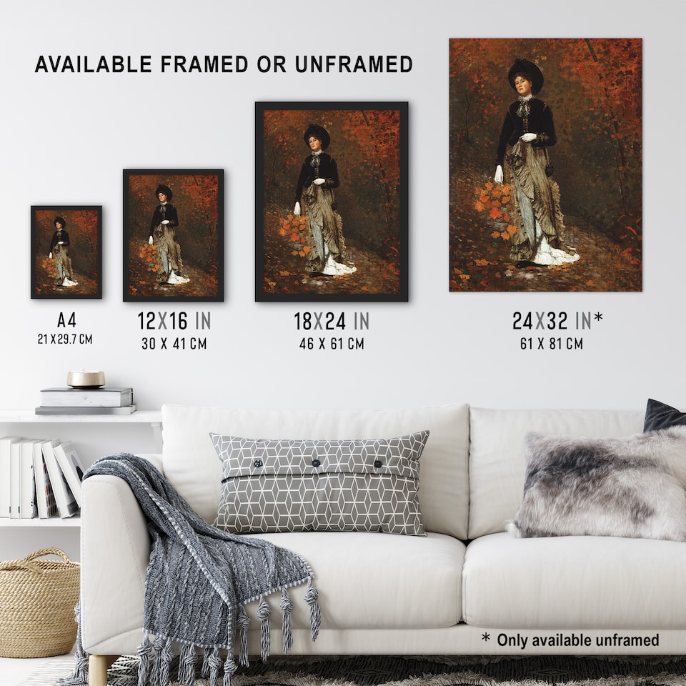 image 1 of Autumn Woman Portrait Winslow Homer Wall Art Poster Print 12X16"