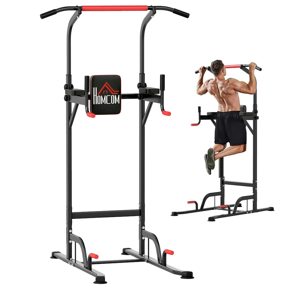 image 1 of HOMCOM Power Tower Station Pull Up Bar w/Adjustable Height for Home Gym Workout