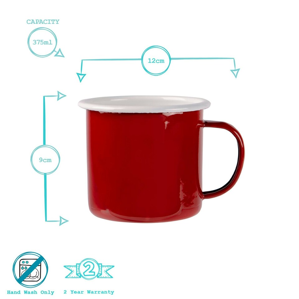 image 1 of Argon Tableware Coloured Enamel Mugs - 375ml - Red - Pack of 6 Red