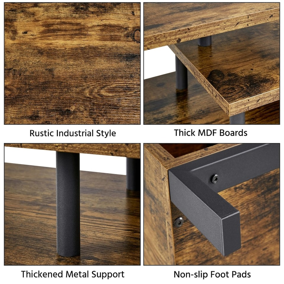 image 1 of Yaheetech Free Standing TV Table with Metal Supports Storage Shelf