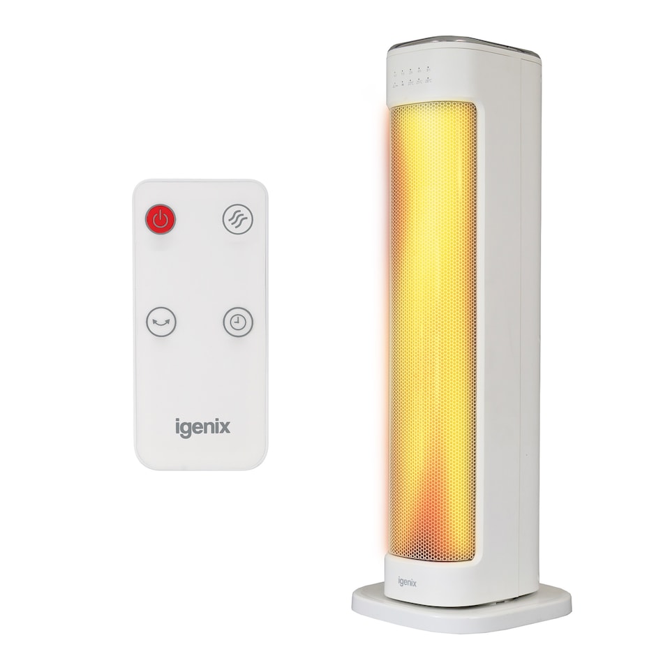 image 1 of Igenix IGHT020DW Oscillating Tower Heater with 3 Heat Modes, White