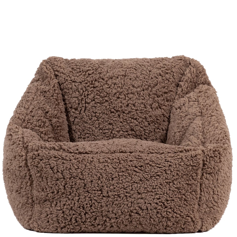 image 1 of Icon Kids Natalia Teddy Berber Fleece Armchair Bean Bag, Mocha Brown
