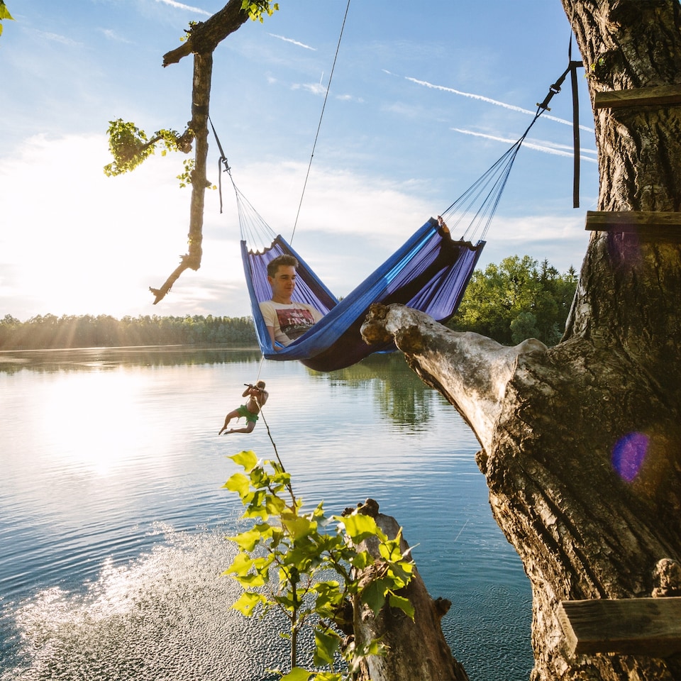 image 1 of Amazonas Ultralight Camping Hammock – Silk Traveller Ocean