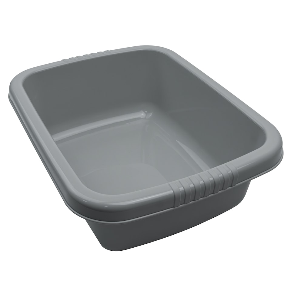 image 1 of JVL Plastic Dish Drainer and Rectangular Washing Up Bowl Kitchen Set, Grey | Grey