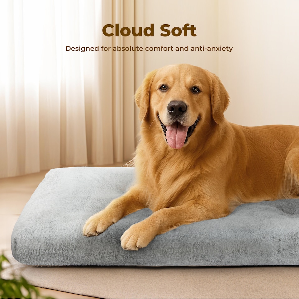 image 1 of Skylos Small Dog Crate Bed Soft Plush Cushion Washable Puppy Mattress Pad | Grey | 60 x 45cm | One Size