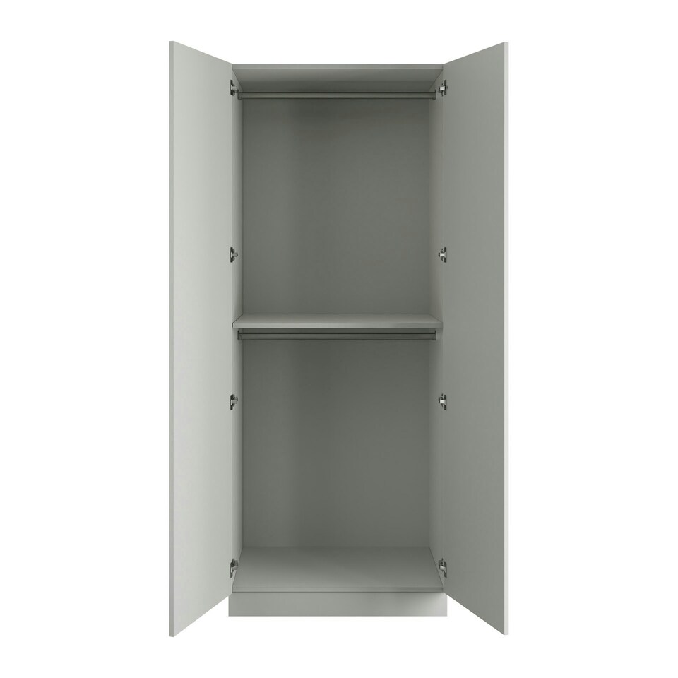 image 1 of Classic Square Panel Light Grey Double Wardrobe with Double Rail Grey