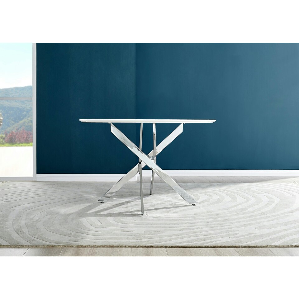image 1 of Furniturebox Novara 120cm White High Gloss Table (Silver)