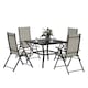 image 6 of Outsunny 5 PCs Garden Dining Set, Folding Chairs and Metal Top Table Grey
