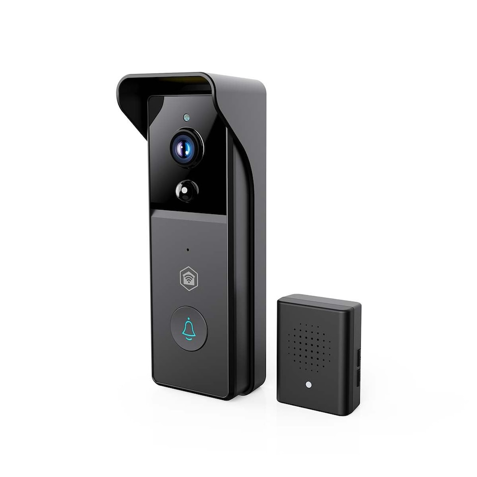 image 1 of NEDIS Smart Wi-Fi Video Doorbell Camera with Chime, 3MP Full HD 1296p, Wireless Battery Powered with Motion Sensor, Night Vision and 2-Way Audio
