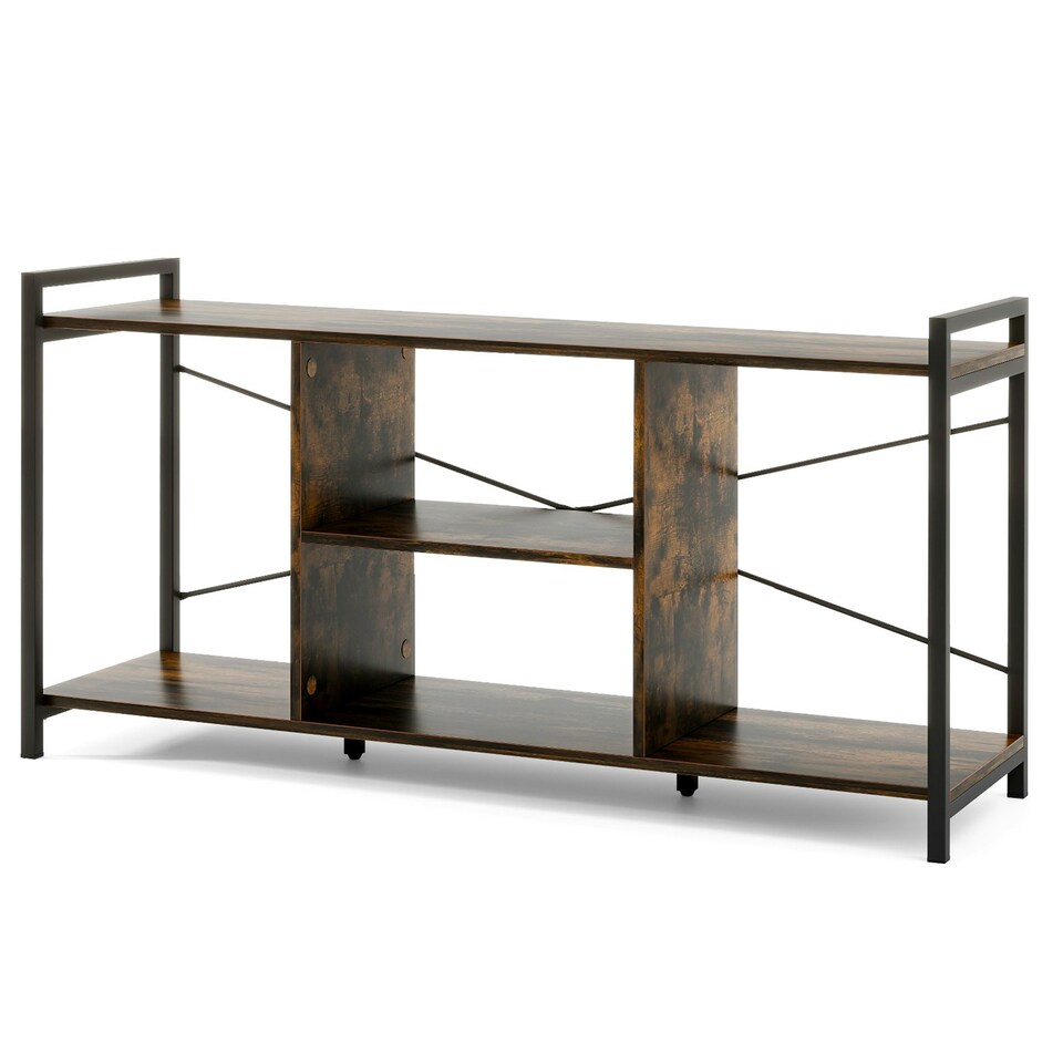 image 1 of COSTWAY TV Stand for 55 Inches Entertainment Center Brown Brown