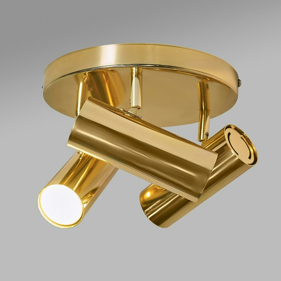 image 1 of ValueLights Modern 3 Way Adjustable Gold Round Plate Ceiling Spotlight Gold