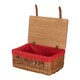 image 1 of 46cm Double Steamed Red Lined Willow Empty Picnic Basket with Pinewood Lid | Brown | Brown | L | 1