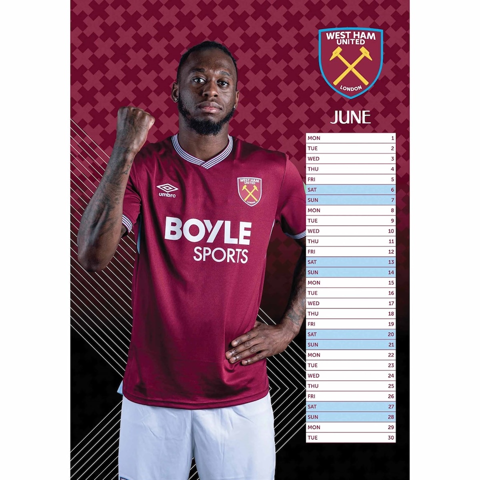 image 1 of WEST HAM UNITED FC 2026 A3 CALENDAR