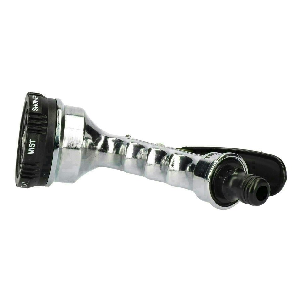 image 1 of Metal Hose Pipe Watering Spray Gun Nozzle 6 Function Rubber Non-Slip Grip