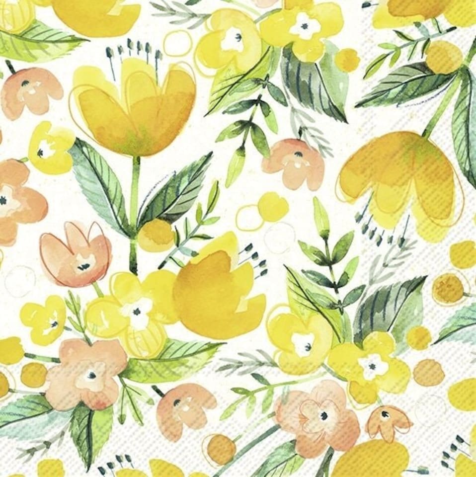 IHR All About Yellow One Cocktail Napkin 25cm 3ply 20 Pack