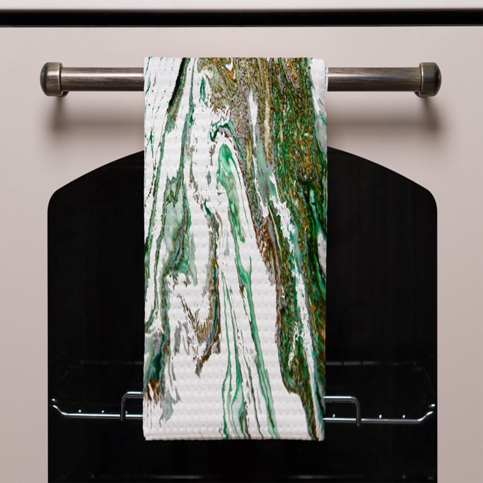image 1 of Green & Gold Marble (Kitchen Towel)