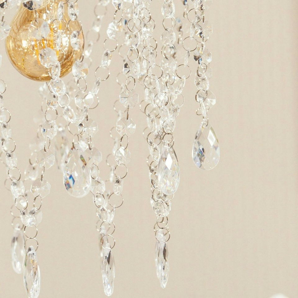 image 1 of ValueLights Blanche Plastic - Acrylic Polished Silver Tiered Ceiling Pendant Droplets Shade