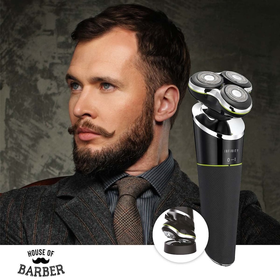 image 1 of MELISSA Mens Electric Shaver Razor Wet/Dry Rechargeable Rotary Cordless - Black