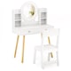 image 1 of COSTWAY Kids Vanity Set  Princess Vanity Desk Set White