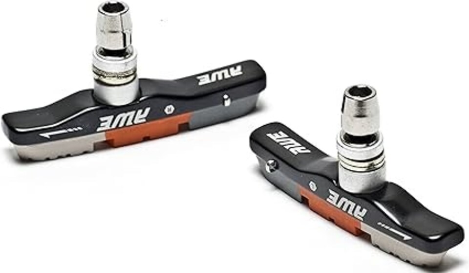image 1 of AWE 72mm Triple Contour V Brake Blocks/Pads + FREE Spare Pads worth 9.99 Grey/Orange/White