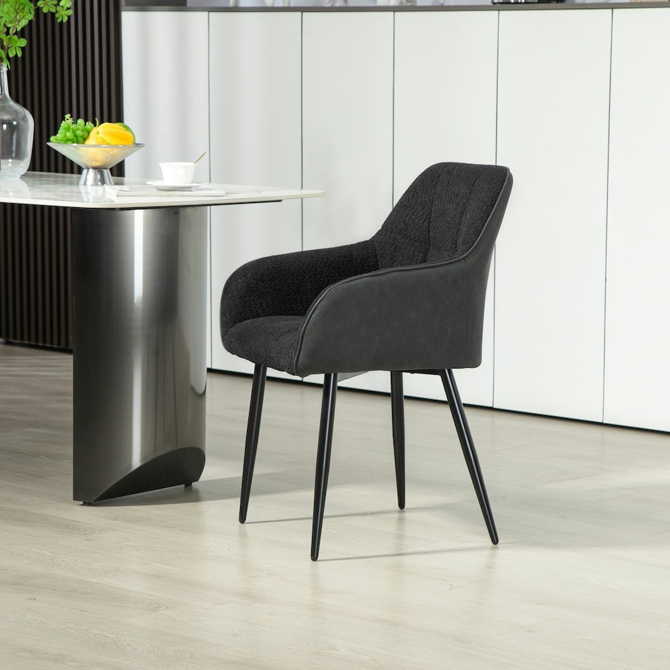 image 1 of HOMCOM Accent Chair w/ Foot Pads and Chenille Fabric Arm Chair, Black