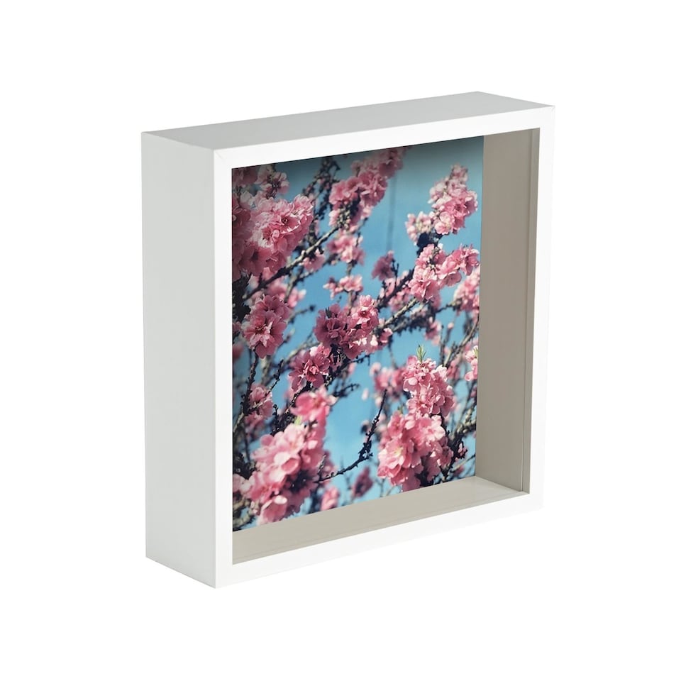 image 1 of Nicola Spring 3D Deep Box Photo Frame - 8 x 8" - White