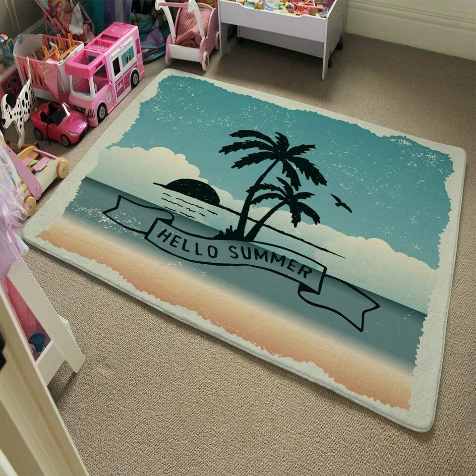 image 1 of Hello Summer (Rug) Blue | Medium: 80x150cm