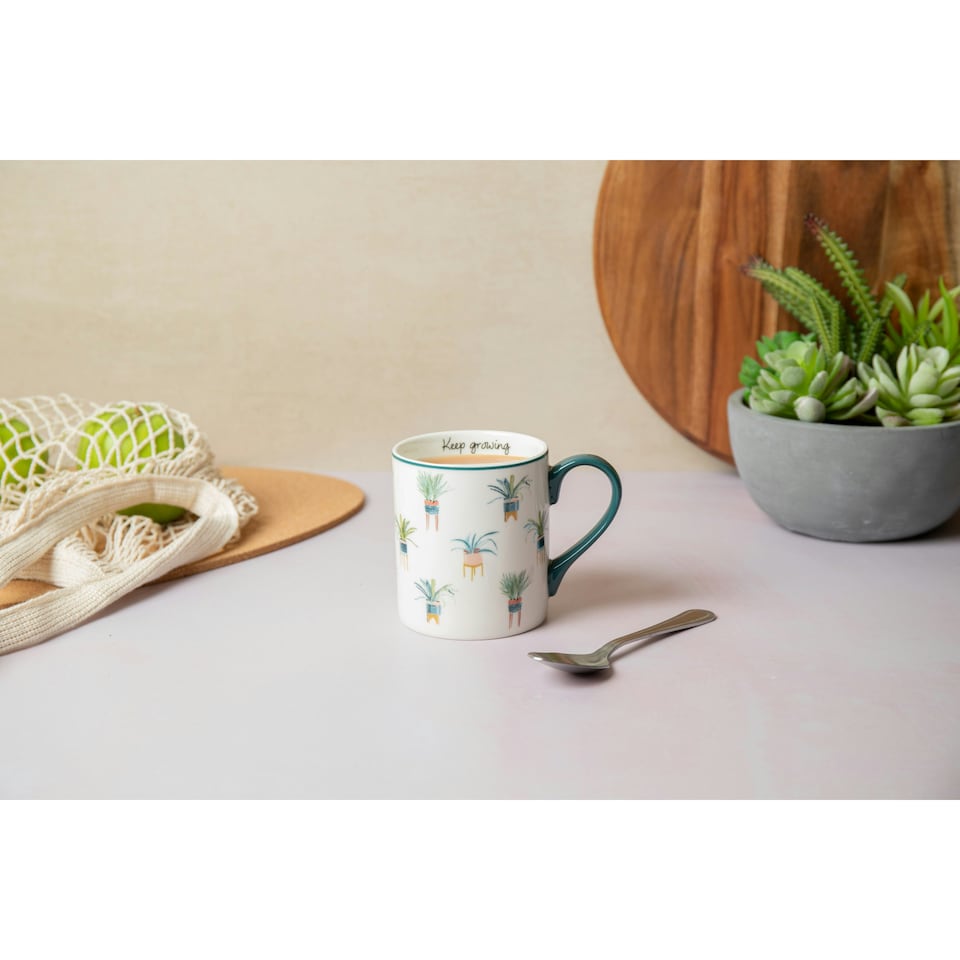 image 1 of Mikasa Plant Straight-Sided Porcelain Mug, 280ml | White