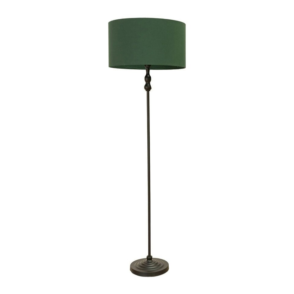 image 1 of ValueLights Maggie Black Candlestick Floor Lamp Green Shade & Bulb | Green