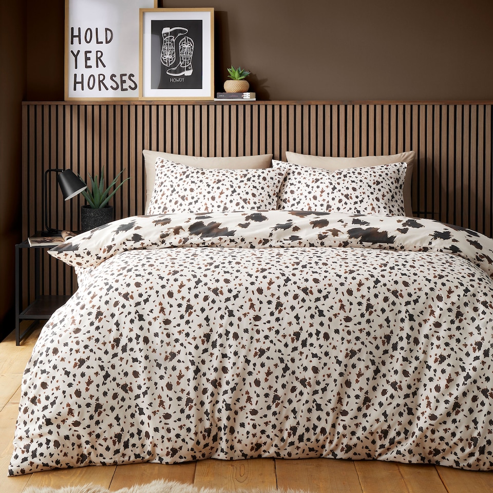 image 1 of Fusion Cow Print Duvet Cover Set Natural