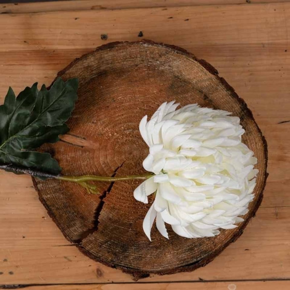 image 1 of Large Chrysanthemum Artificial Flower - Fabric/Plastic - L15 x W15 x H87 cm - White