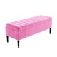 image 4 of 120cm Paris Striped Ottoman Storage Bench- Plush Velvet Shoe Bench - Pink Upholstery Footstool with Storage