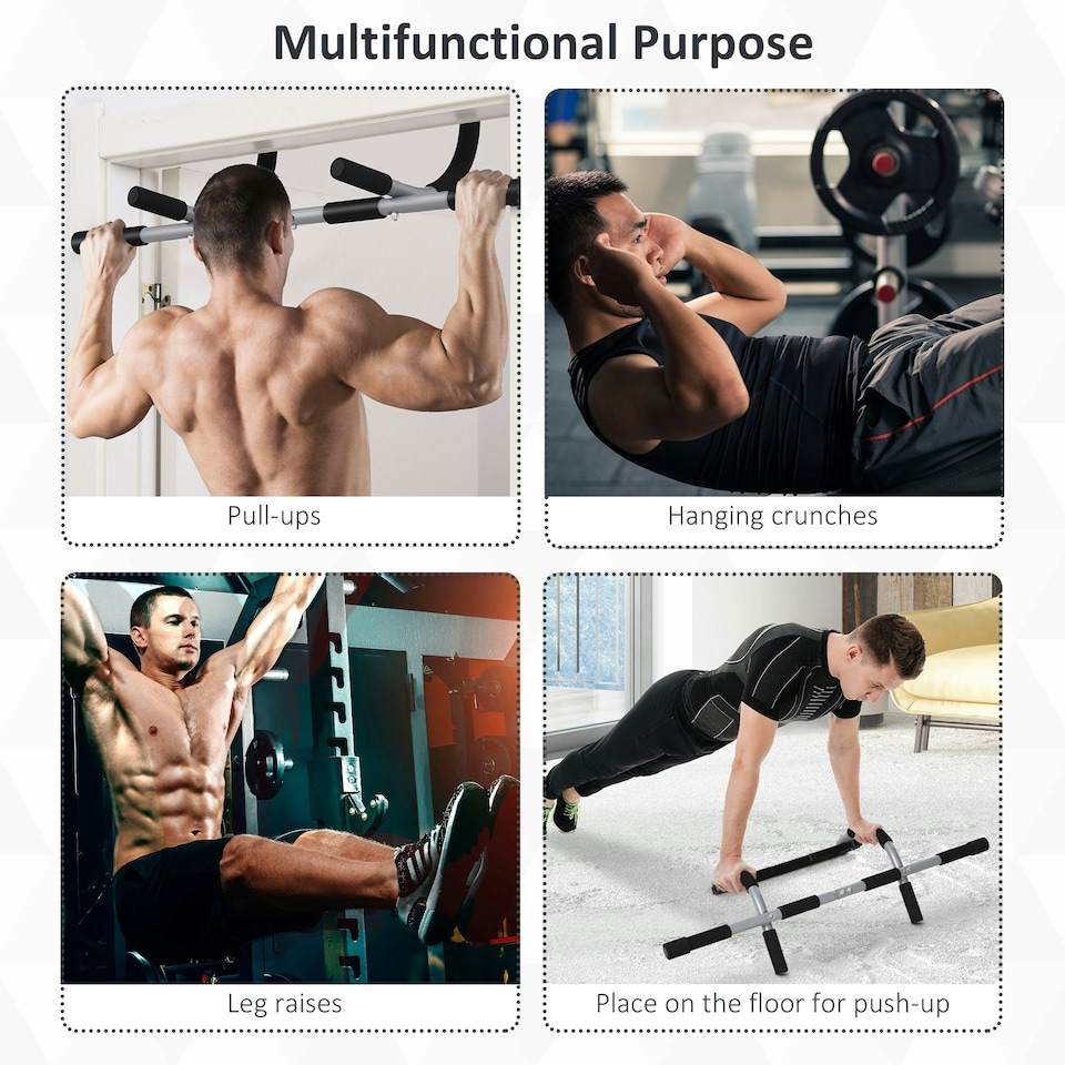 image 1 of HOMCOM Indoor Fitness Door Horizontal Bar Pull-ups Home Gym Upper Body Workout