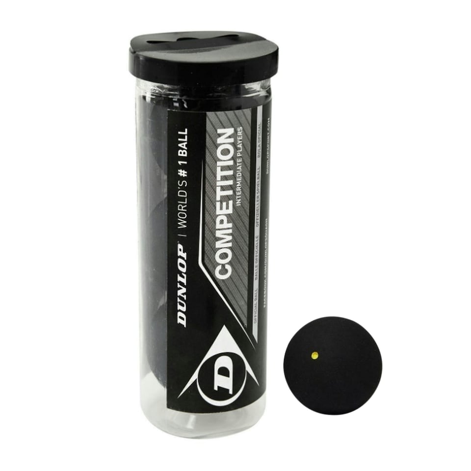 image 1 of Dunlop Competition Squash Balls (Pack of 3) - Black/White - One Size