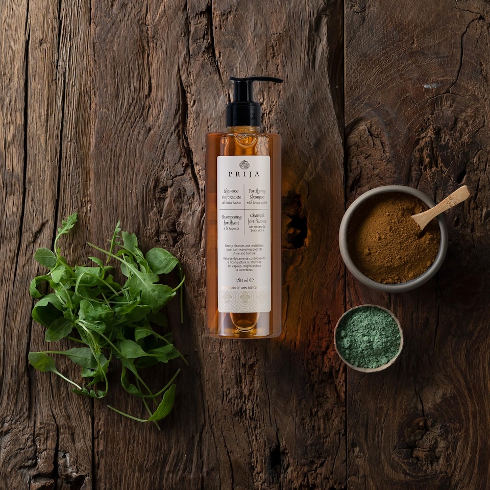 image 1 of Prija Fortifying Shampoo Cleanses and Revitalises with Eruca Sativa for All Hair Types, Hydrating Shampoo Improves Shine and Texture, Vegan Friendly 380ml