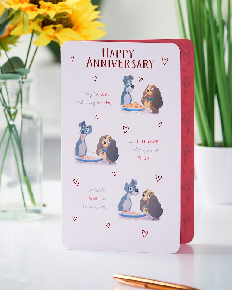 image 1 of On Your Wedding Anniversary Card - Lady & The Tramp