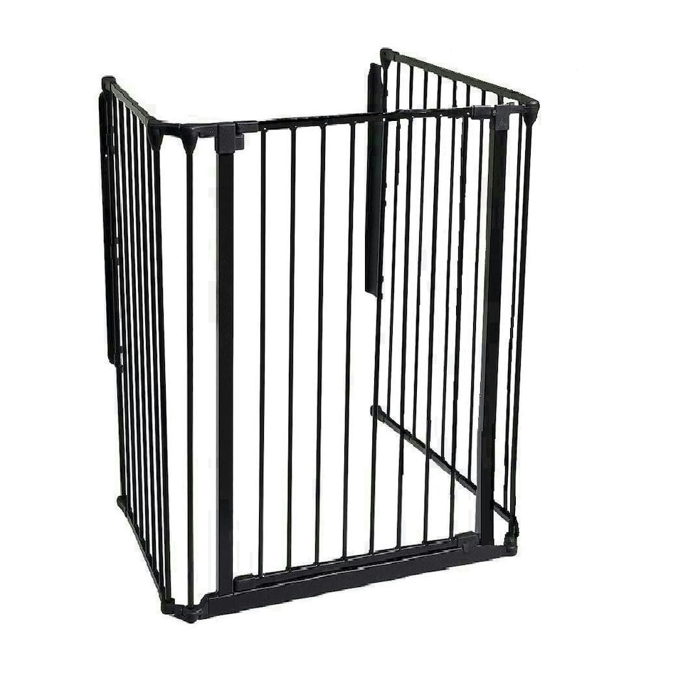 Safetots Extra Tall Multi Panel Fire Surround, 51cm Deep x 72cm Wide, Black, 105cm High, Baby and Toddler Fire Guard
