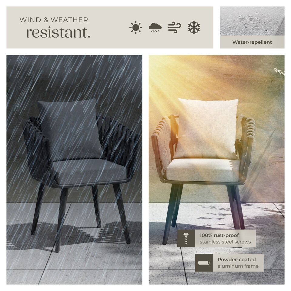 image 1 of Chair Lugano in rope design with aluminum frame | Grey | anthracite | One Size | 1