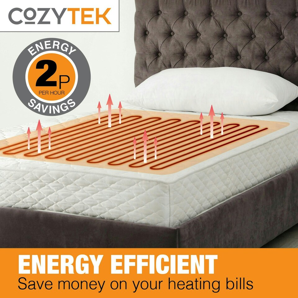 image 1 of Cozytek Single Electric Under Blanket Heated Fitted Mattress Bed Cover | White | White | 1