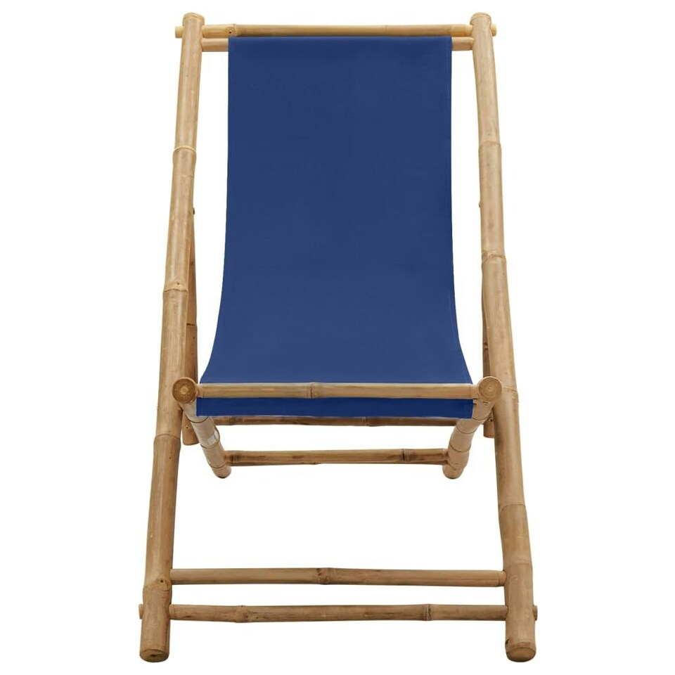 Deck Chair Bamboo and Canvas Navy Blue Tesco Groceries