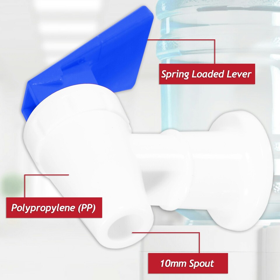 image 1 of SPARES2GO Universal Water Dispenser Tap Spigot Cooler Bottle Lever Faucet Spout (Blue / Cold, 15mm Internal Thread) Blue
