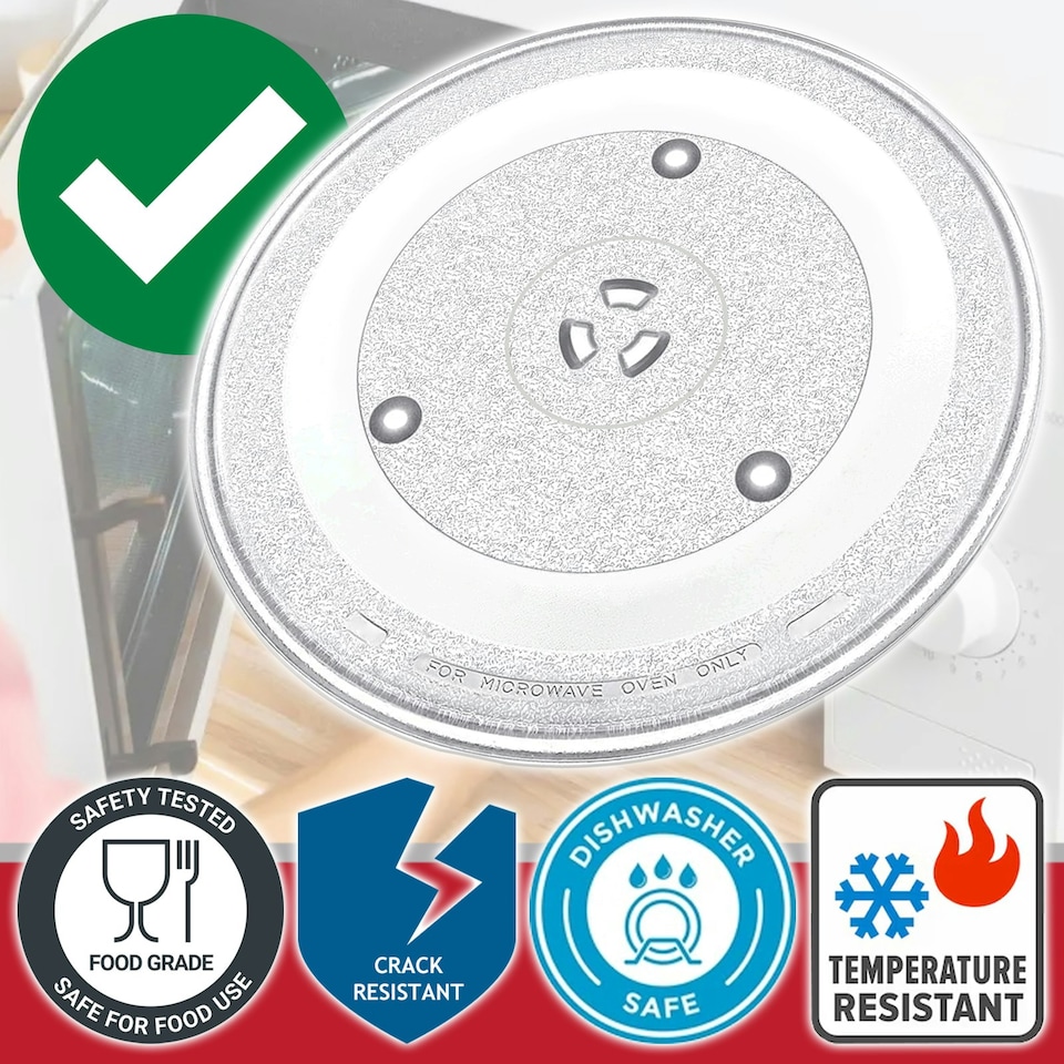 image 1 of SPARES2GO Universal Microwave Turntable Plate 6 Lug Fixing Y Type Glass Dish Tray (12" / 31.5cm / 315mm)