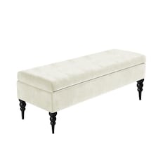 Sierra Plain 180cm Ottoman Storage Bench - Plush Velvet Shoe Bench - Cream Upholstery Footstool with Storage